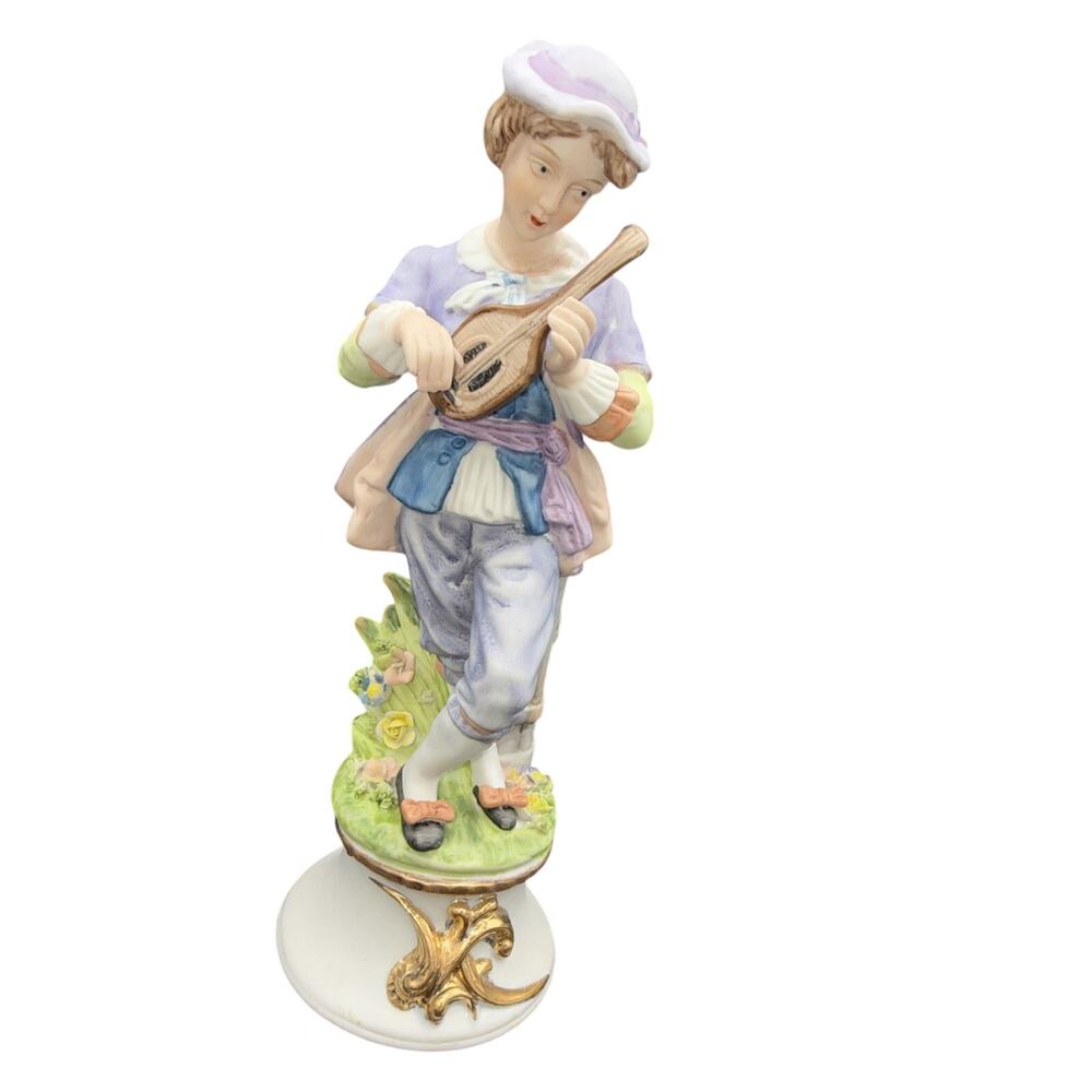Vintage Lenwile Ardalt ART. WARE. R.O.C. Hand Made Boy with Instrument Figurines
